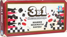 Настольная игра 1TOY 3 в 1 Шашки, шахматы, нарды Т52450