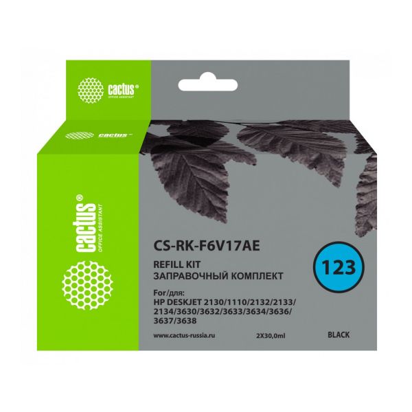 Заправочный набор Cactus CS-RK-F6V17AE для HP DJ 1110, 1111, 1112, 2130, 2131 60 мл черный